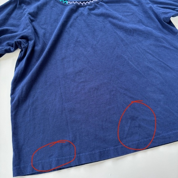 Johnny Was  Women’s Navy Blue CROCHET CREW NECK TEE Short Sleeve Size Medium* - Picture 6 of 9